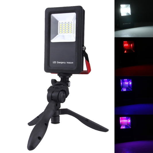 24 LEDs SMD5730 2400LM 6000-6500K Red and Blue Light Flashing Warning Lights Portable with Holder