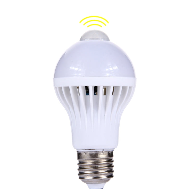 E27 5W 12 LEDs SMD 5730 300LM Infrared Motion Sensor LED Light Bulb, Sensor Distance: 4-6m, AC 220V