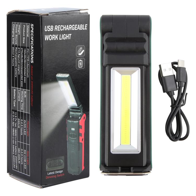 ES106 IP44 Waterproof COB Work Light USB Rechargeable Emergency Flashlight
