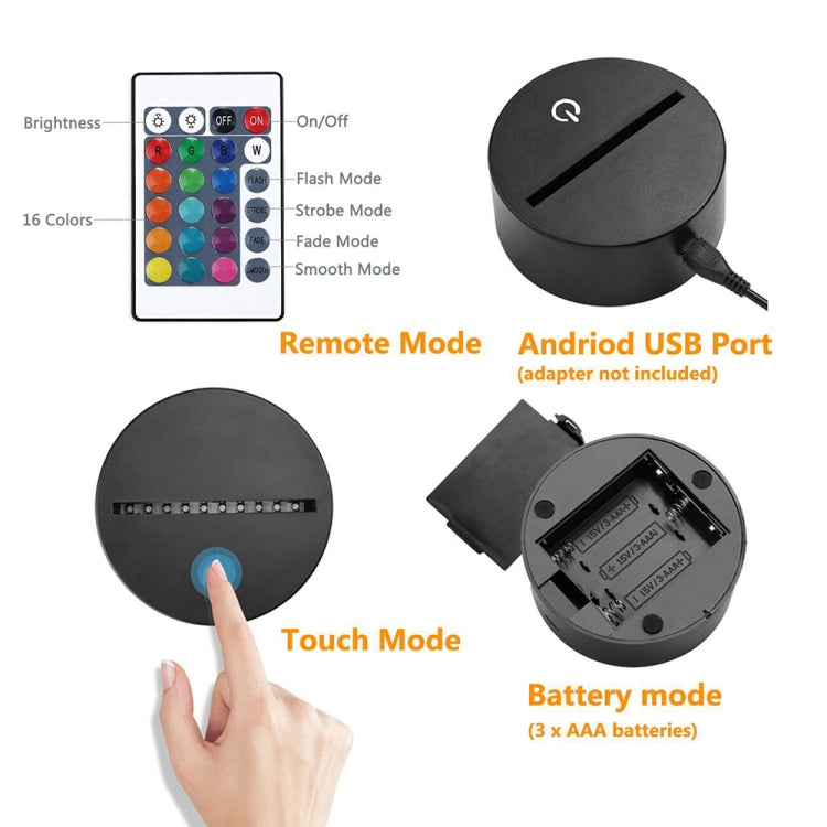 Elephant Shape 3D Colorful LED Vision Light Table Lamp, 16 Colors Remote Control Version