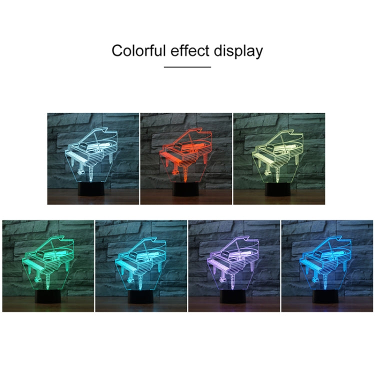 Piano Shape 3D Colorful LED Vision Light Table Lamp, 16 Colors Remote Control Version