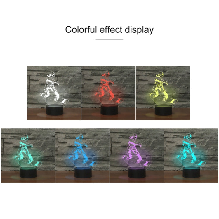Skate Boy Shape 3D Colorful LED Vision Light Table Lamp, Charging Touch Version