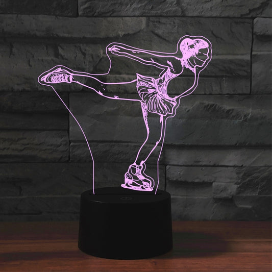 Ice Skating Black Base Creative 3D LED Decorative Night Light, Powered by USB and Battery