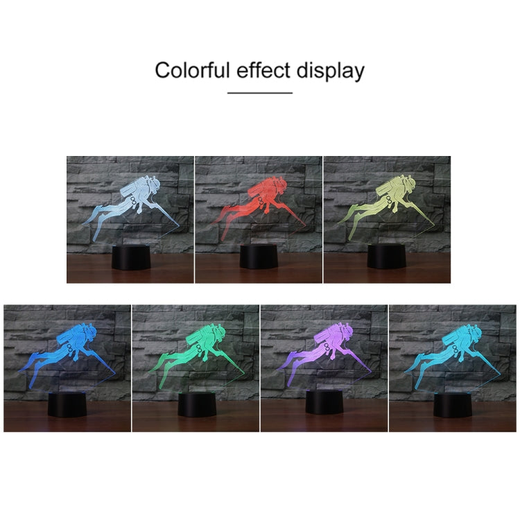 Diving Black Base Creative 3D LED Decorative Night Light, Powered by USB and Battery
