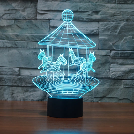 Carousel Black Base Creative 3D LED Decorative Night Light, Rechargeable with Touch Button