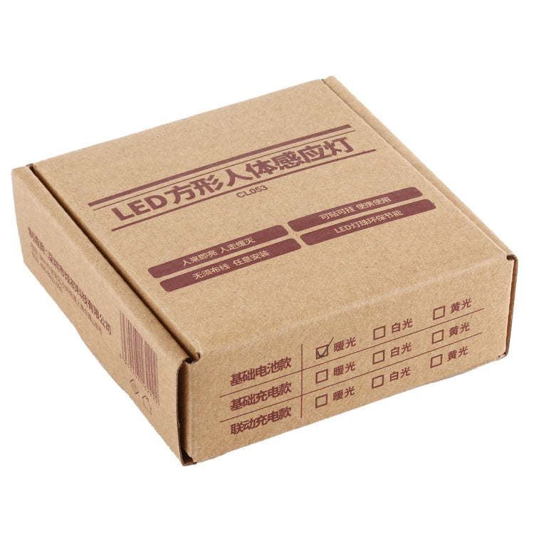 CL053 LED Square Human Body Sensor Light, Style: Battery Models