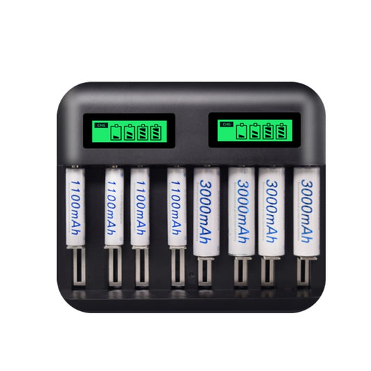 5V 2A USB 8 Slot Battery Charger for AA & AAA & C / D Battery, with LCD Display