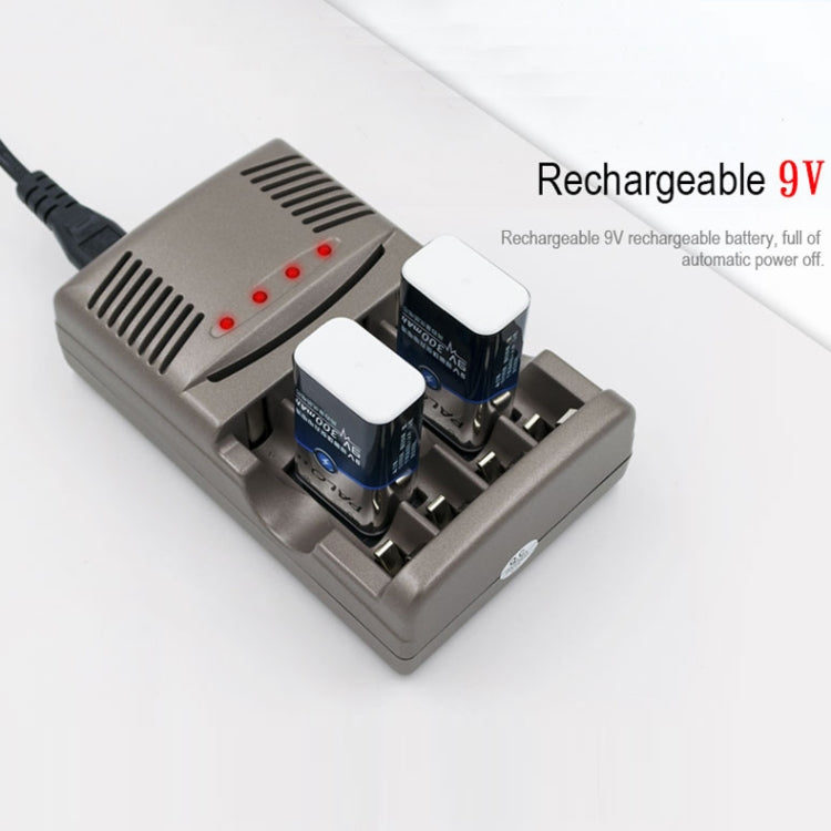 AC 100-240V 4 Slot Battery Charger for AA & AAA & 9V Ni-MH Battery, UK Plug