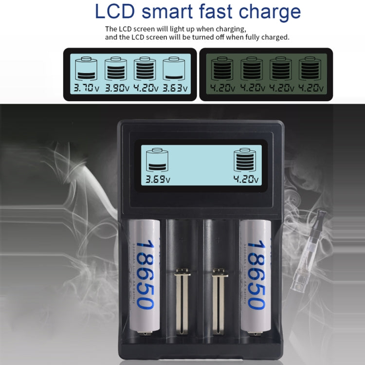Micro USB 4 Slot Battery Charger for 3.7V Lithium-ion Battery, with LCD Display
