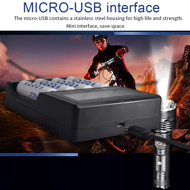 Micro USB 4 Slot Battery Charger for 3.7V Lithium-ion Battery, with LCD Display