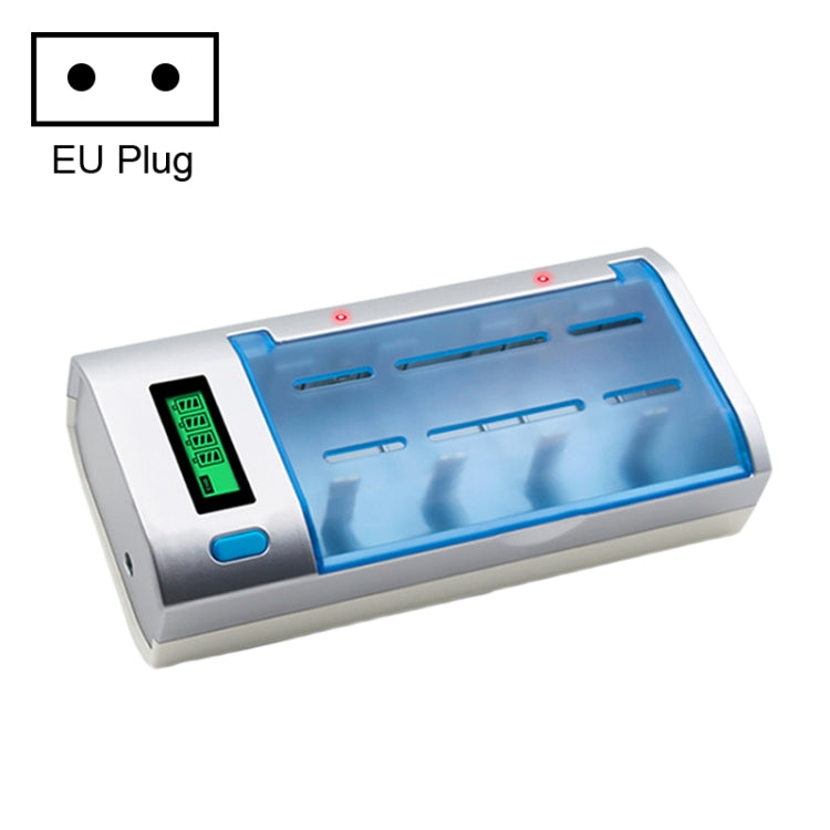AC 100-240V 4 Slot Battery Charger for AA & AAA & C / D Size Battery, with LCD Display, EU Plug