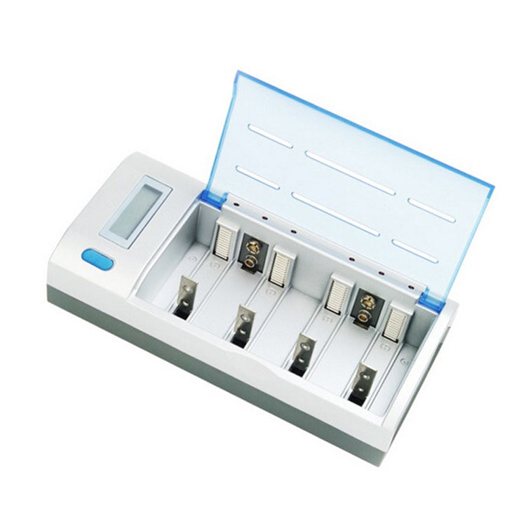 AC 100-240V 4 Slot Battery Charger for AA & AAA & C / D Size Battery, with LCD Display, EU Plug
