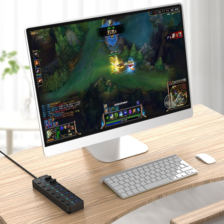 7 Ports USB 3.0 High Speed Multi Hub Expansion with Switch for PC & Laptop