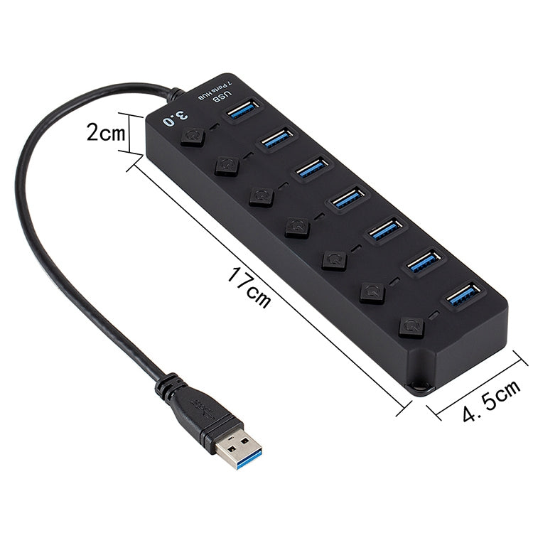 7 Ports USB 3.0 High Speed Multi Hub Expansion with Switch for PC & Laptop