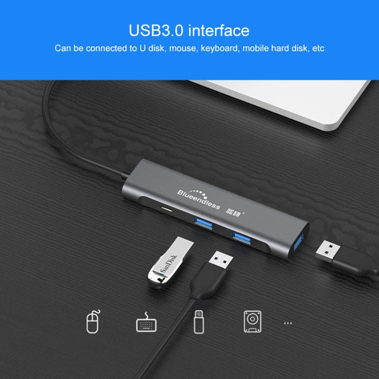 Blueendless 4 In 1 Multi-function Type-C / USB-C to HDMI + PD + Dual USB 3.0 HUB Expansion Dock