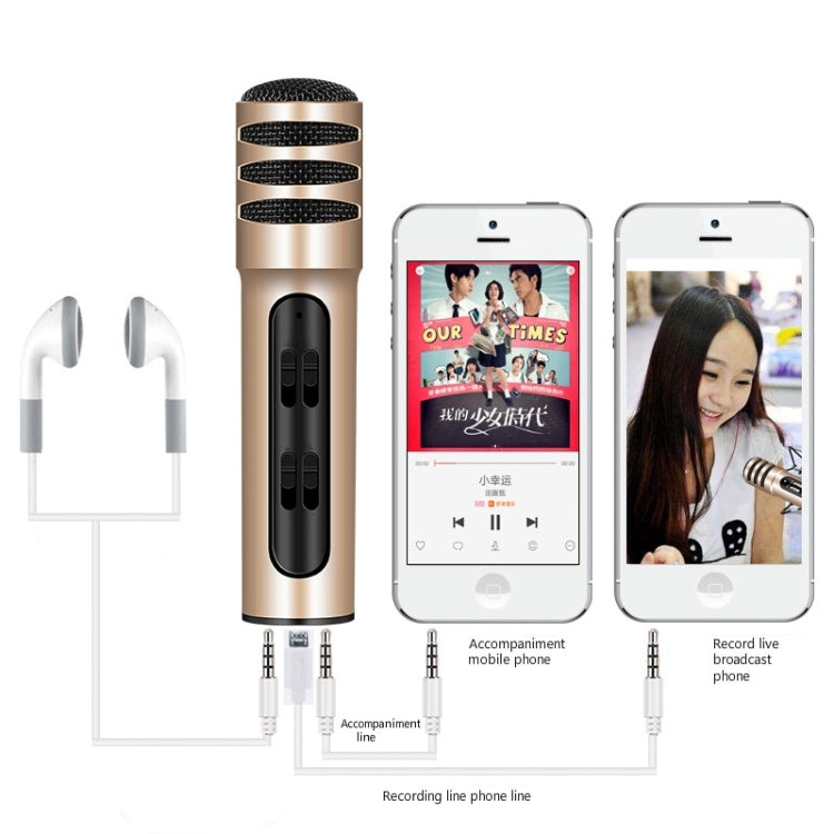 BGN-C7 Condenser Microphone Dual Mobile Phone Karaoke Live Singing Microphone Built-in Sound Card