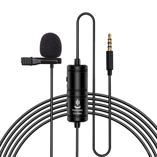 YICHUANG YC-VM20 3.5mm Port Video Recording Omnidirectional Lavalier Microphone, Cable Length: 6m