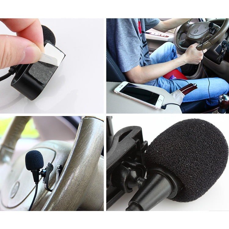 ZJ025MR Stick-on Clip-on Lavalier 3.5mm Jack Mono Microphone for Car GPS / Bluetooth Enabled Audio DVD External Mic, Cable Length: 3m