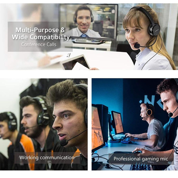 ZJ033MR-03 19cm Stereo 3.5mm Straight Plug Gaming Headset Sound Card Live Microphone