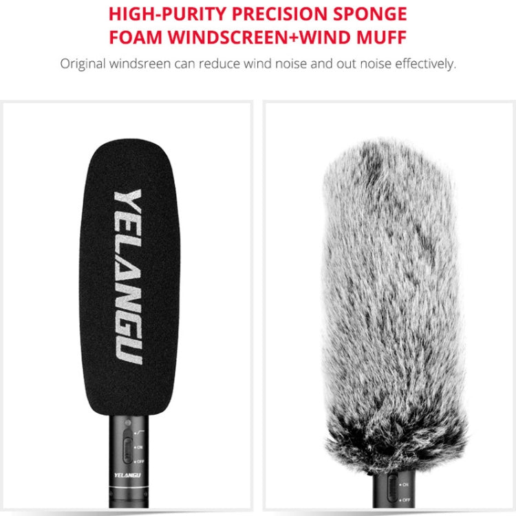 YELANGU YLG9933A MIC07 Professional Interview Condenser Video Shotgun Microphone with 6.5mm Audio Adapter & 3.5mm RXL Audio Cable