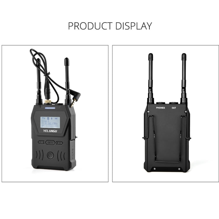 YELANGU YLG9929B MX4 Dual-Channel 100CH UHF Wireless Microphone System with 2 Transmitters and Receiver for DSLR Cameras and Video Cameras