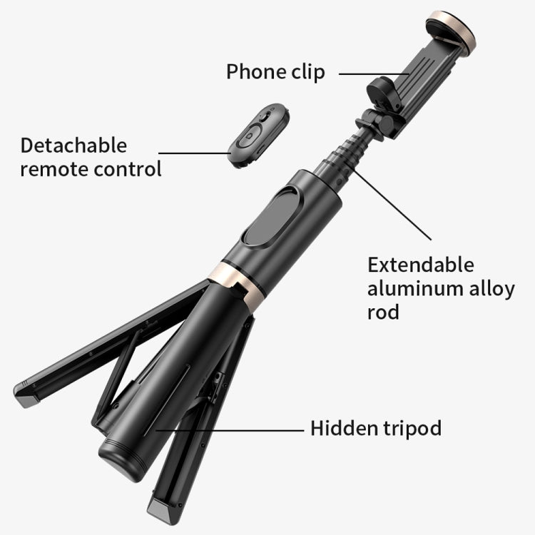 Q12 Hidden Design Reinforced Bluetooth Remote Control Tripod Selfie Stick