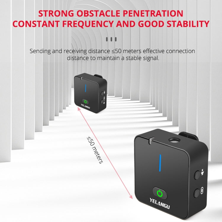 YELANGU MX5S 2.4G Live Broadcast Interview Wireless Recording Camera Microphone, 1 Receiver to 2 Transmitter