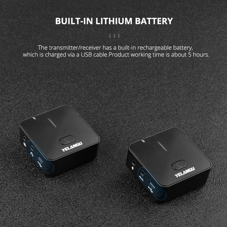 YELANGU MX5S 2.4G Live Broadcast Interview Wireless Recording Camera Microphone, 1 Receiver to 2 Transmitter