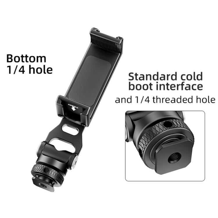 BEXIN PH-01 Desktop Live Broadcast Bracket 360 Phone Clamp Dual Cold Shoes Mount