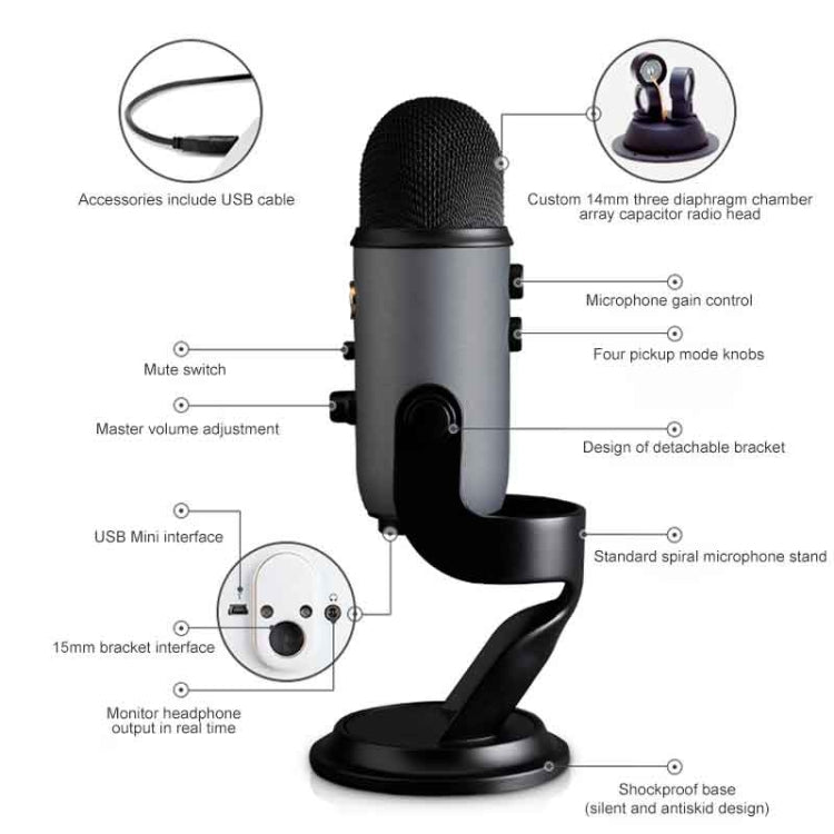 Logitech Blue Yeti USB Condenser Microphone, Blue Yeti(Blue), Blue Yeti(Silver), Blue Yeti(Black)