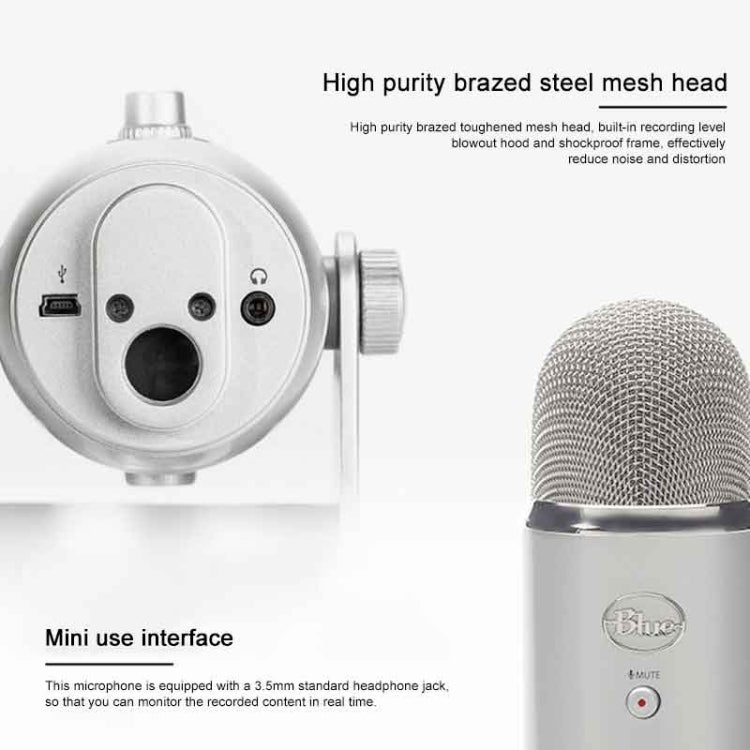 Logitech Blue Yeti USB Condenser Microphone, Blue Yeti(Blue), Blue Yeti(Silver), Blue Yeti(Black)