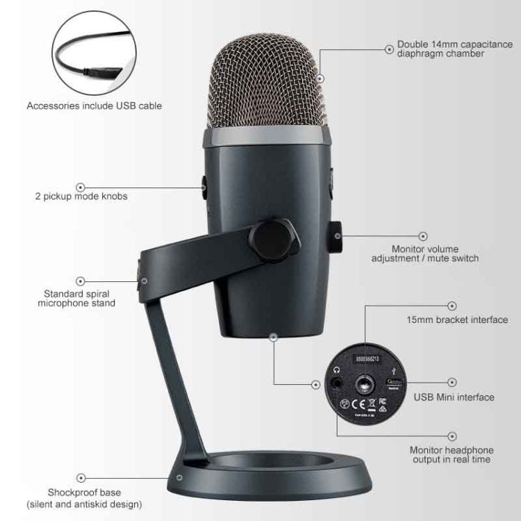 Logitech Blue Yeti Nano Condenser Digital USB Live Broadcast Microphone