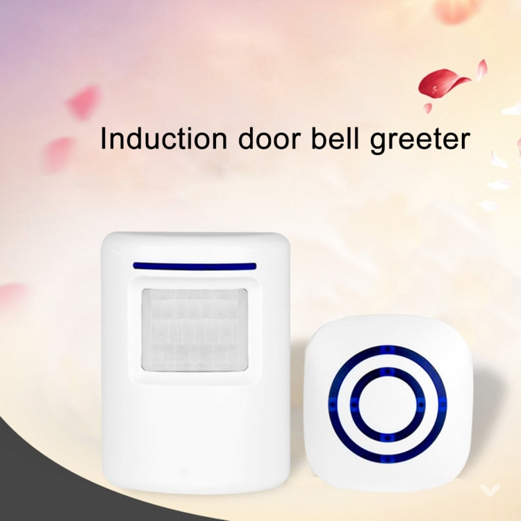 FY-0256 2 in 1 PIR Infrared Sensors (Transmitter + Receiver) Wireless Doorbell Alarm Detector for Home / Office / Shop / Factory, EU Plug