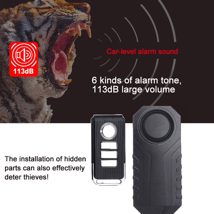 KS-SF22R IP55 Waterproof Wireless 113dB Vibration Burglar Sensor Alarm with Remote Control for Vehicle / Bicycle / Electric Bicycle