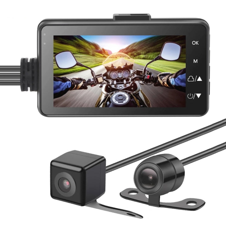 MT-80 3.0 inch 140 Degrees Wide Angle HD Video Motorcycle Dual  Camera DVR, Support TF Card (32GB Max)