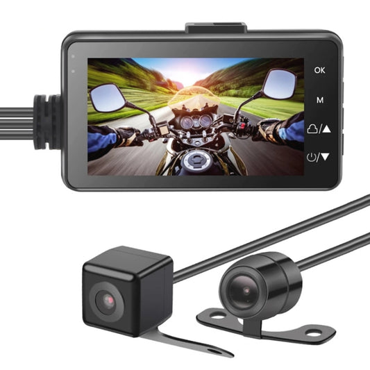 MT-80 3.0 inch 140 Degrees Wide Angle HD Video Motorcycle Dual  Camera DVR, Support TF Card (32GB Max)