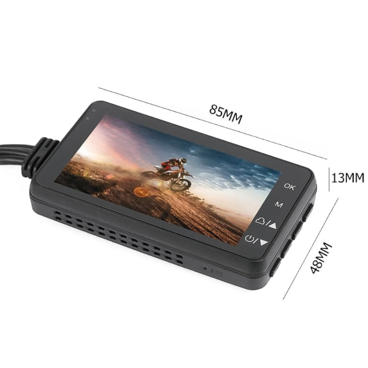 MT-80 3.0 inch 140 Degrees Wide Angle HD Video Motorcycle Dual  Camera DVR, Support TF Card (32GB Max)