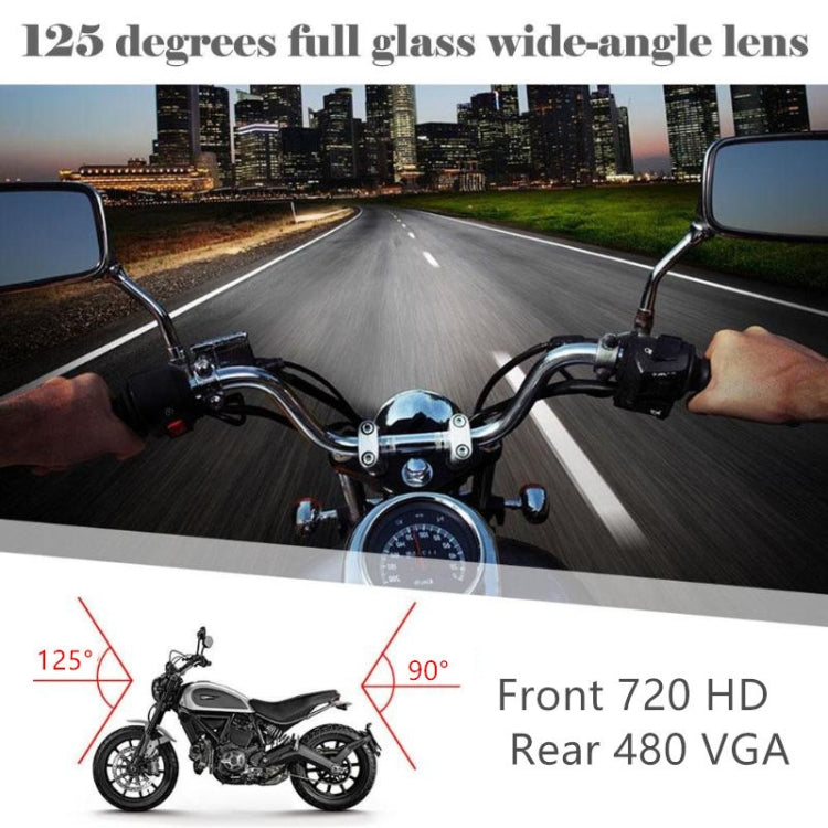 MT-80 3.0 inch 140 Degrees Wide Angle HD Video Motorcycle Dual  Camera DVR, Support TF Card (32GB Max)