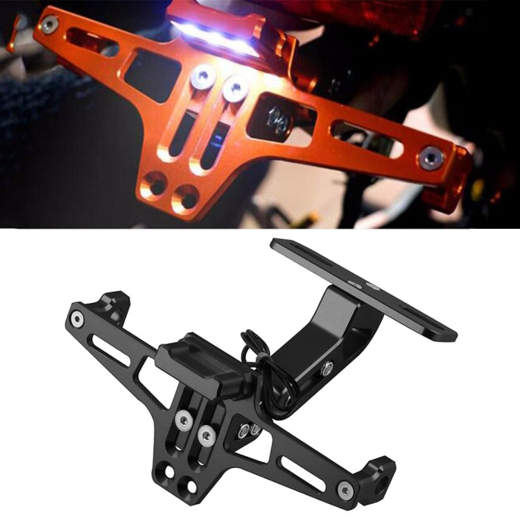 LPF013 Motorcycle Modification Accessories Universal Aircraft Shape Aluminum Alloy License Plate Bracket with LED Lights