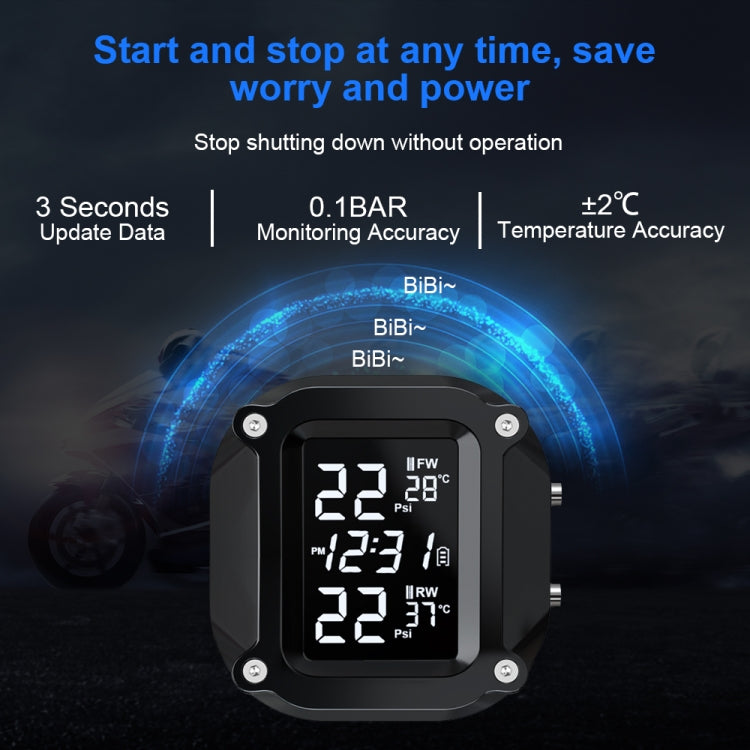 M6 Anti-vibration Motorcycles Tire Pressure Monitor with Anti-theft Screw Holder