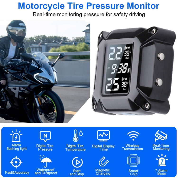 M6 Anti-vibration Motorcycles Tire Pressure Monitor with Anti-theft Screw Holder