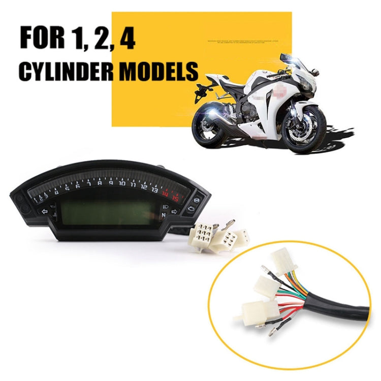 Speedpark Motorcycle LCD TFT Digital Speedometer 14000RPM 6 Gear Backlight Motorcycle Odometer for 1,2,4 Cylinders Meter