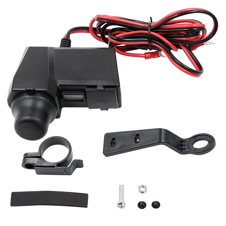 CS-1072B1 Motorcycle Dual USB Charger + Voltmeter with Cigarette Lighter & Cigarette Butts