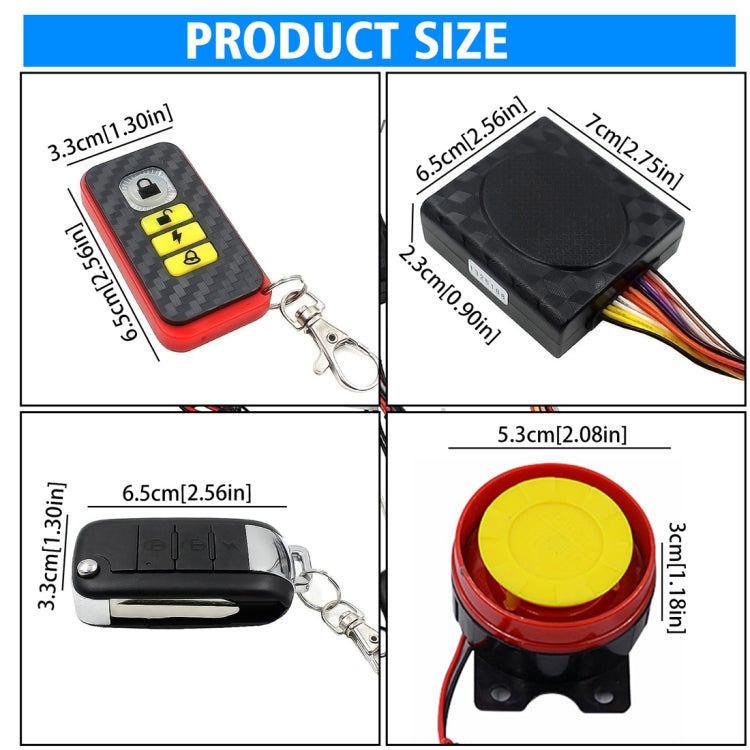 Motorcycle Smart Unidirectional Security Alarm System with Remote Control / Foldable Key, without Battery