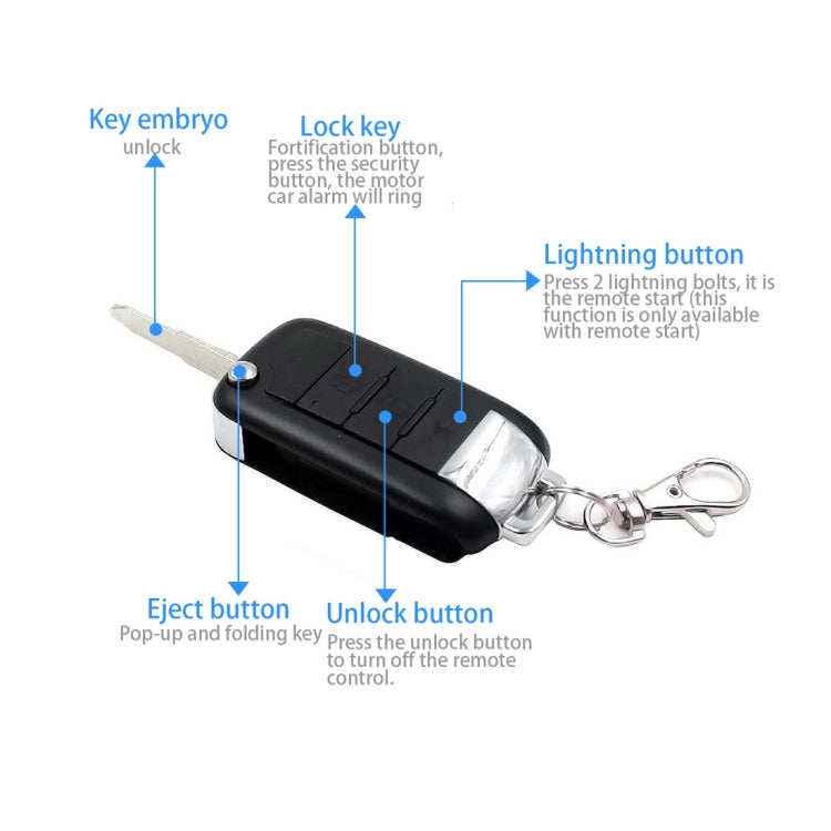 Motorcycle Smart Unidirectional Security Alarm System with Remote Control / Foldable Key, without Battery