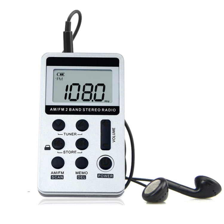 Portable AM / FM Two Bands Rechargeable Stereo Radio Mini Receiver with & LCD Screen & Earphone Jack & Lanyard