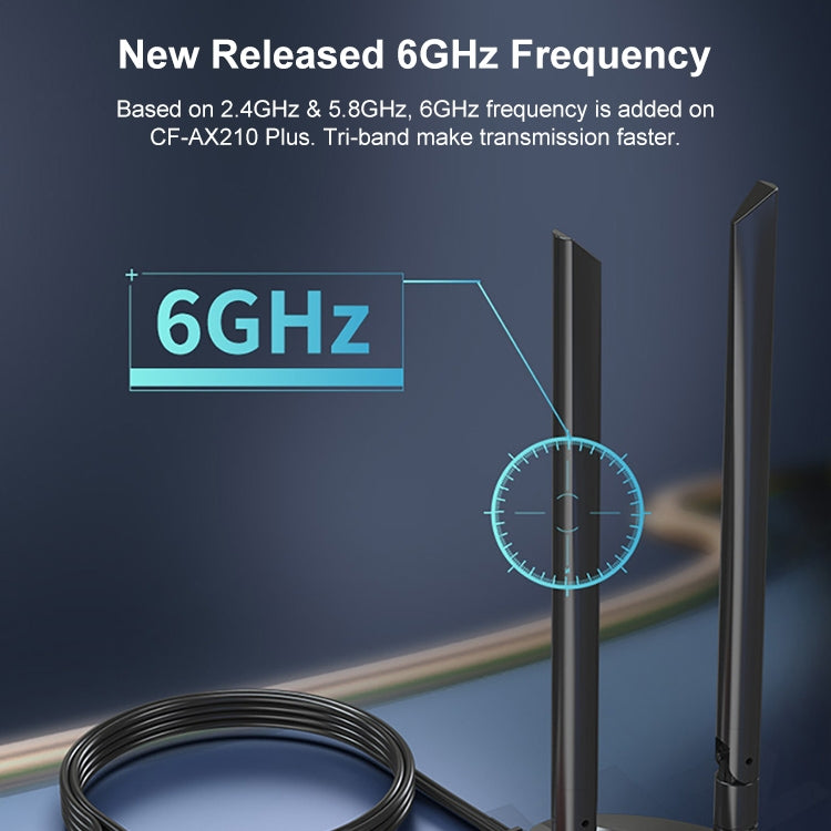 COMFAST CF-AX210 PLUS 5374Mbps Tri-band + Bluetooth 5.2 Wireless WiFi6E PCI-E Network Card