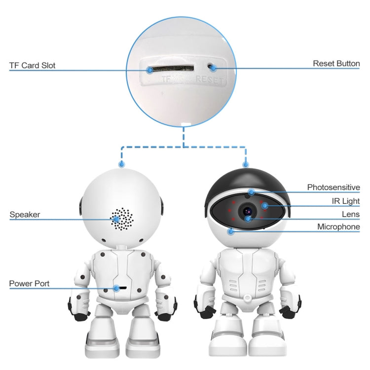ESCAM PT205 HD 1080P Robot WiFi IP Camera, Support Motion Detection / Night Vision, IR Distance: 10m, EU Plug