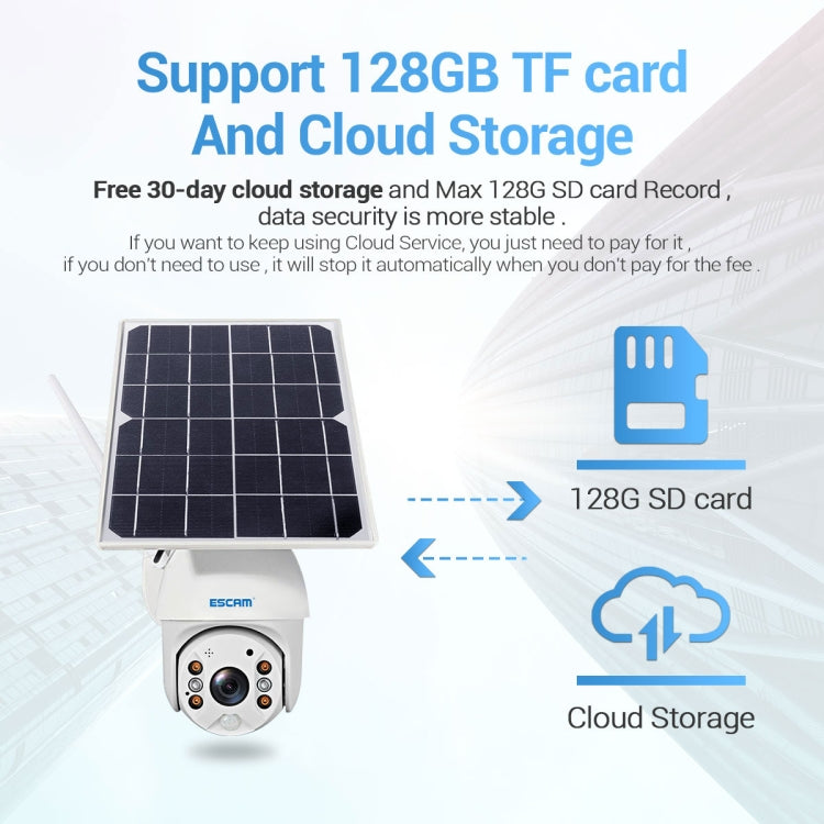 ESCAM QF480 US Version HD 1080P IP66 Waterproof 4G Solar Panel PT IP Camera with Battery, Support Night Vision / Motion Detection / TF Card / Two Way Audio