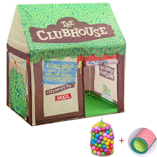 Household Children Printing Play Tent Small Game House with 50 Ocean Balls & Mat, with 50 Ocean Balls & Mat (Green), with 50 Ocean Balls & Mat (Light Pink), with 50 Ocean Balls & Mat (Black White), with 50 Ocean Balls & Mat (Pink)